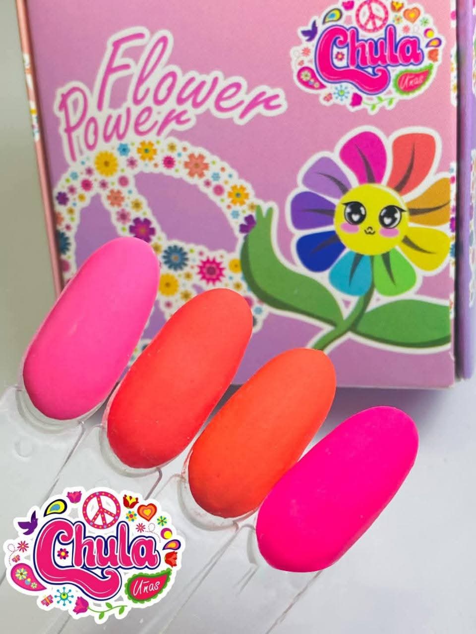 COLECCIONES DE ACRILICOS FLOWERS POWER 4 Pzas 7gr