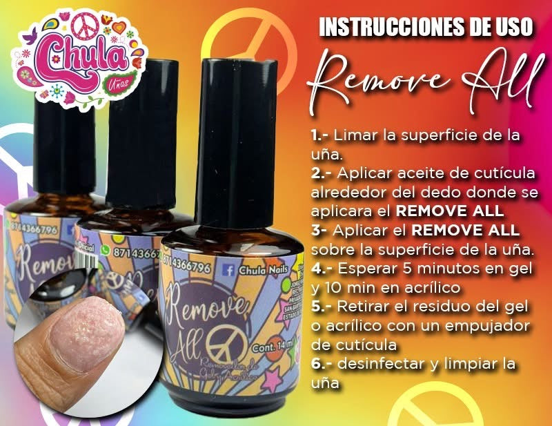 REMOVEDOR DE GEL Y ACRÍLICO 10 ML (ELIMINAR TODO)